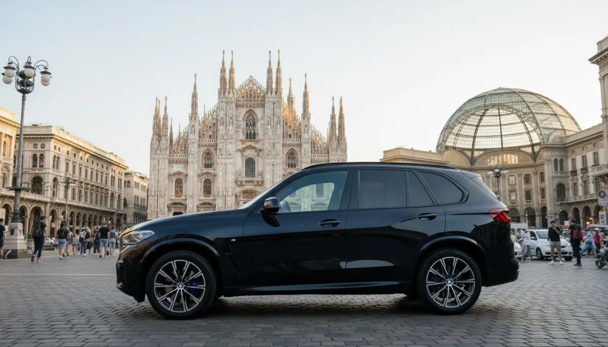 BMW X5 4.0i M 2025, Heckansicht — Super Car Rental Switzerland, Switzerland. BMW X5 4.0i M in Switzerland Der BMW X5 4.0i M aus dem Jahrgang 2025 steht in der Schweiz…