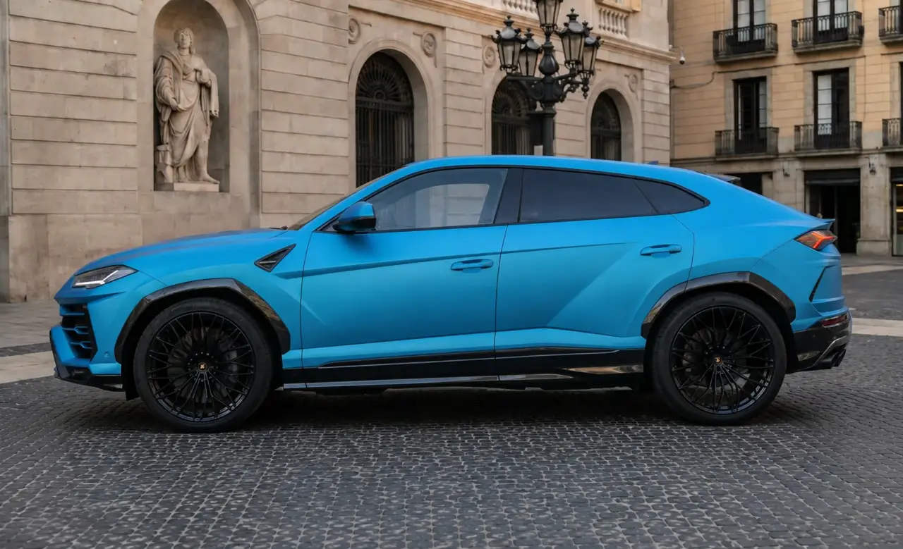 Lamborghini Urus SE 2025, Seitenprofil — Super Car Rental Switzerland, Switzerland. Lamborghini Urus SE in Switzerland Der Lamborghini Urus SE, Baujahr 2025, ist als SUV mit…