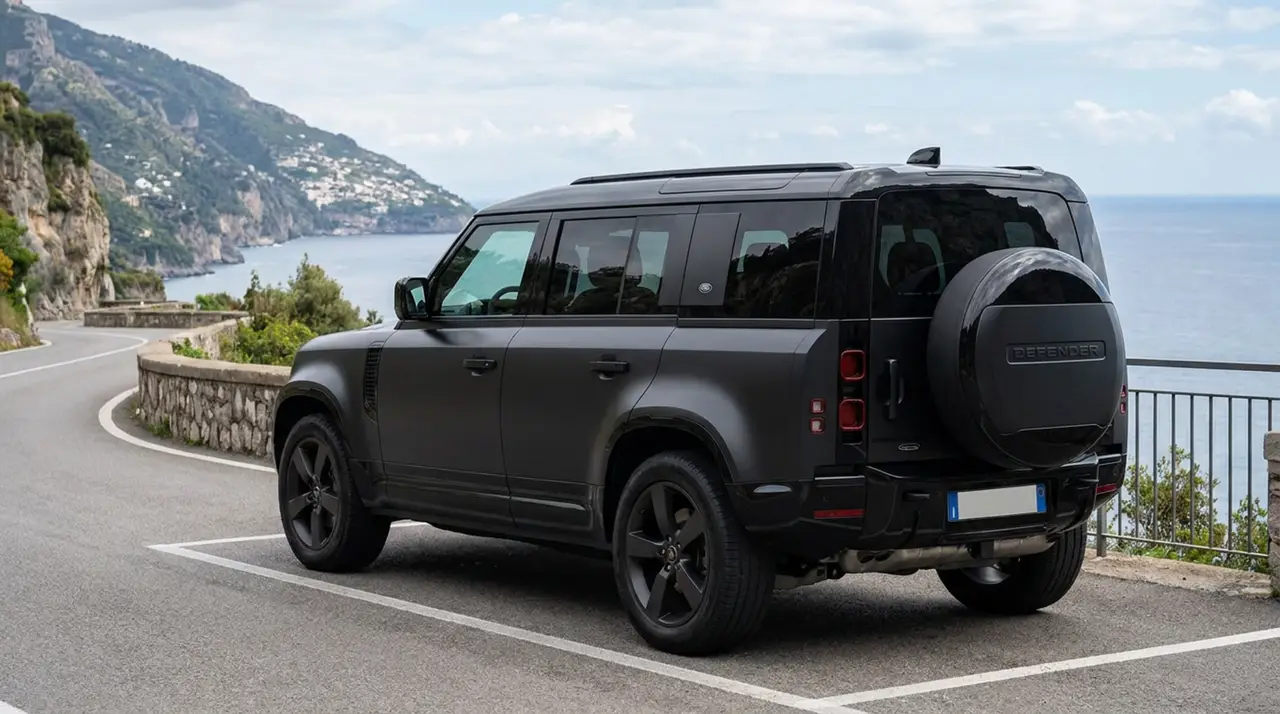 Land Rover Defender 2024, Armaturenbrett — Super Car Rental Switzerland, Switzerland. Land Rover Defender in Switzerland Der Land Rover Defender 2024 steht in Switzerland als…