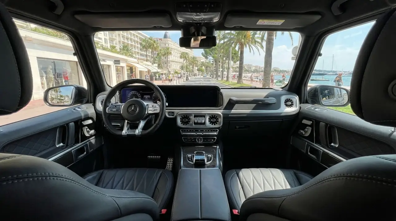 Mercedes Benz G63 2023, interior — Super Car Rental Switzerland, Switzerland. Mercedes Benz G63 in Switzerland The Mercedes Benz G63 2023 is available to rent in…