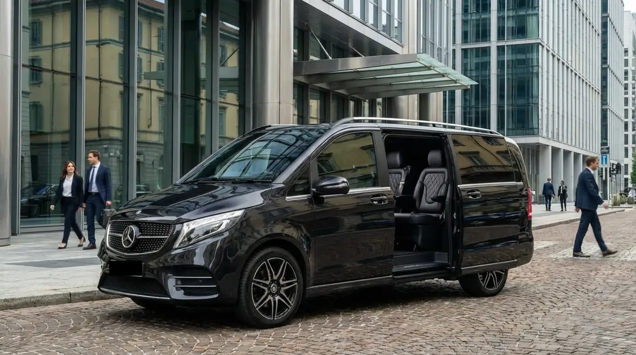 Mercedes V Class 2026, Innenraum — Super Car Rental Switzerland, Switzerland. Mercedes Benz V Class in Switzerland Die Mercedes V Class 2026 steht in der Schweiz als…