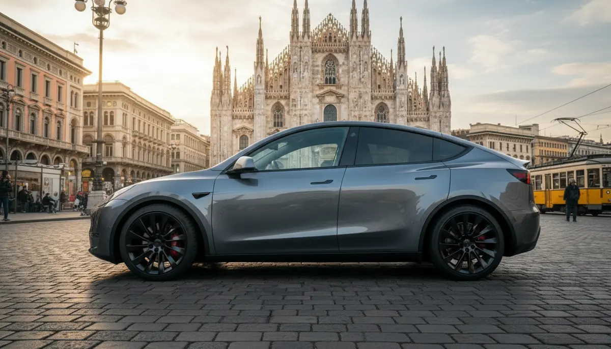 Tesla Model Y Long Range 2023, Heckansicht — Super Car Rental Switzerland, Switzerland. Tesla Model Y Long Range in Switzerland Der Tesla Model Y Long Range aus dem Jahr 2023…